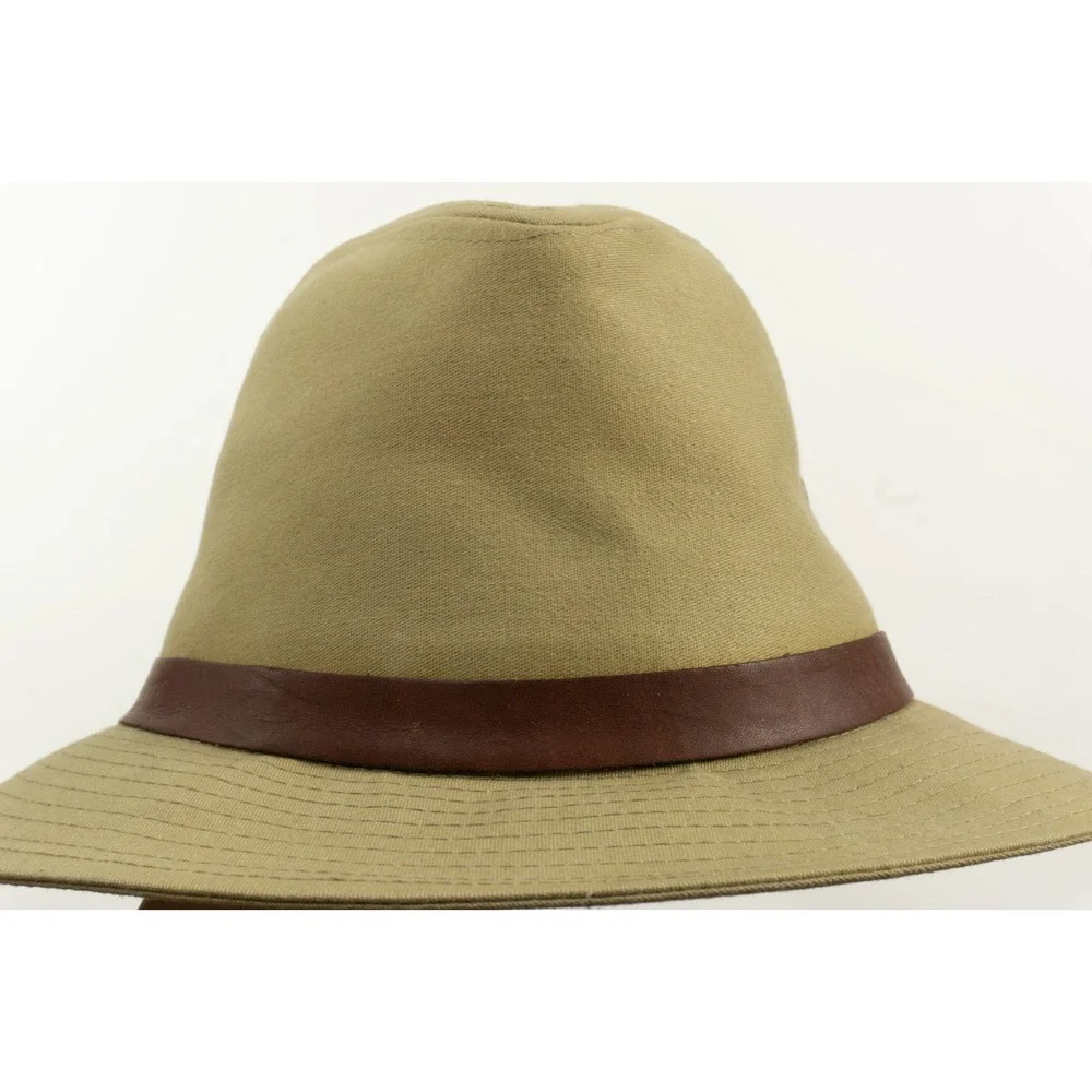 Vintage Eddie Bauer Safari Fedora Bucket Hat Canvas Medium Made in USA Large Tan